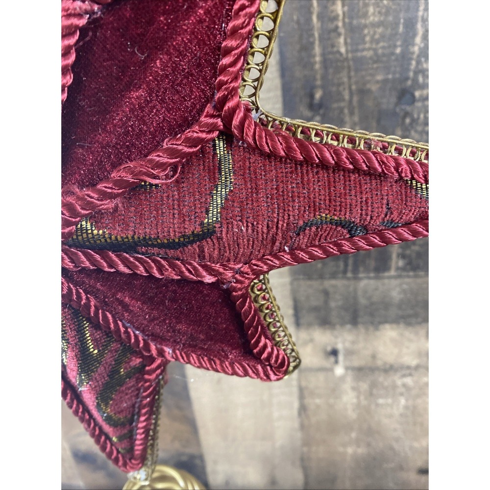 Vintage Kurt Adler 8-Point Star Christmas Tree Topper Red Velvet Gold Cord 12" - Picture 9 of 16